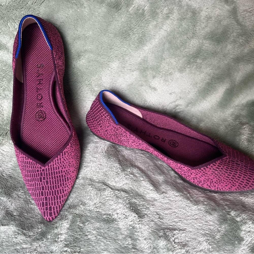 Rothy's Pink Flats with Pointed Toe and Knit Texture